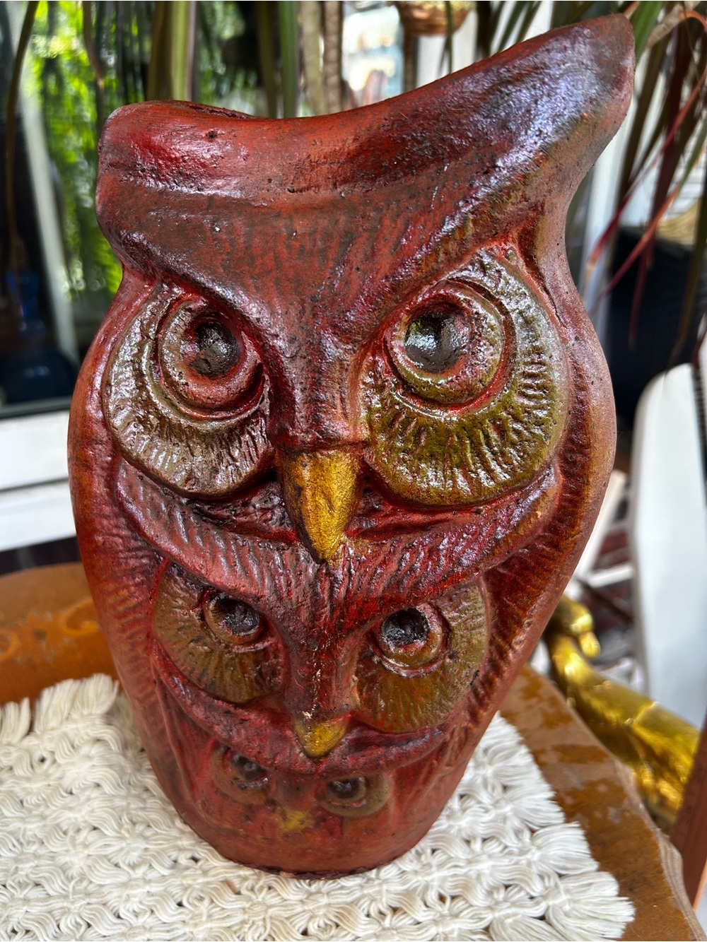 Vintage Mexican Folk Art Owl Vase